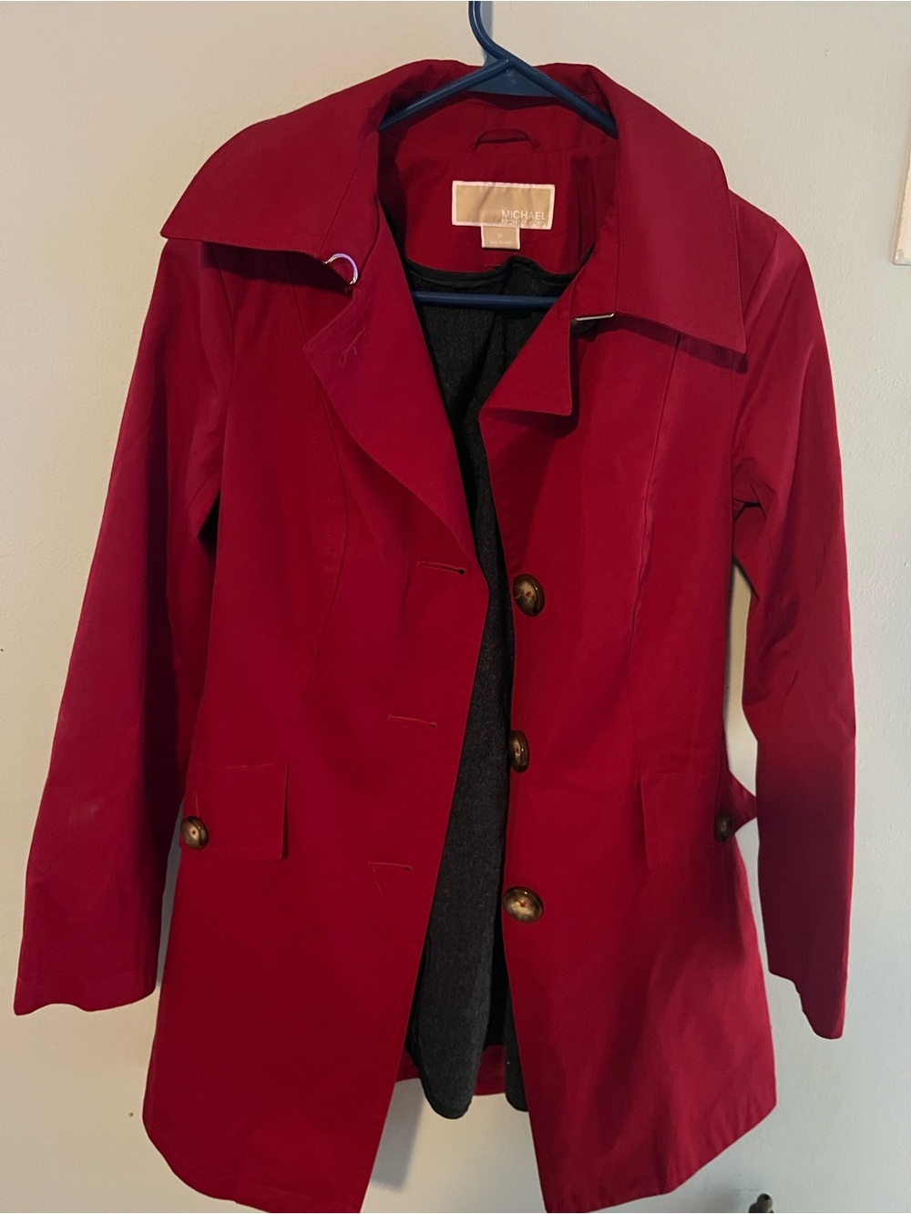 MICHAEL Michael Kors Crimson Red Single-Breasted Trench